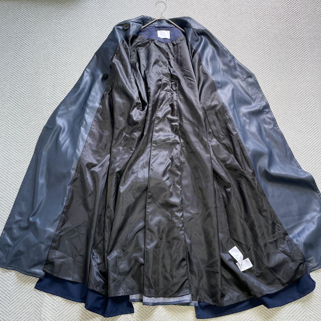 極美品　HARE　フェイクレザーイソザイトレンチコート　レース　ネイビー　ベルト