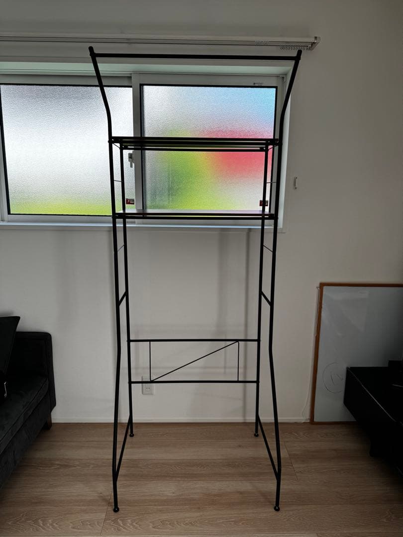 木製棚付き 黒 ランドリーラック