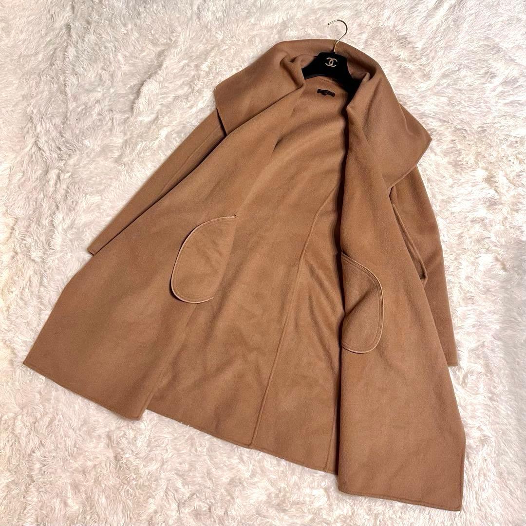 極美品 アドルフォドミンゲス ロングコート ガウン キャメル ウール ベルト M