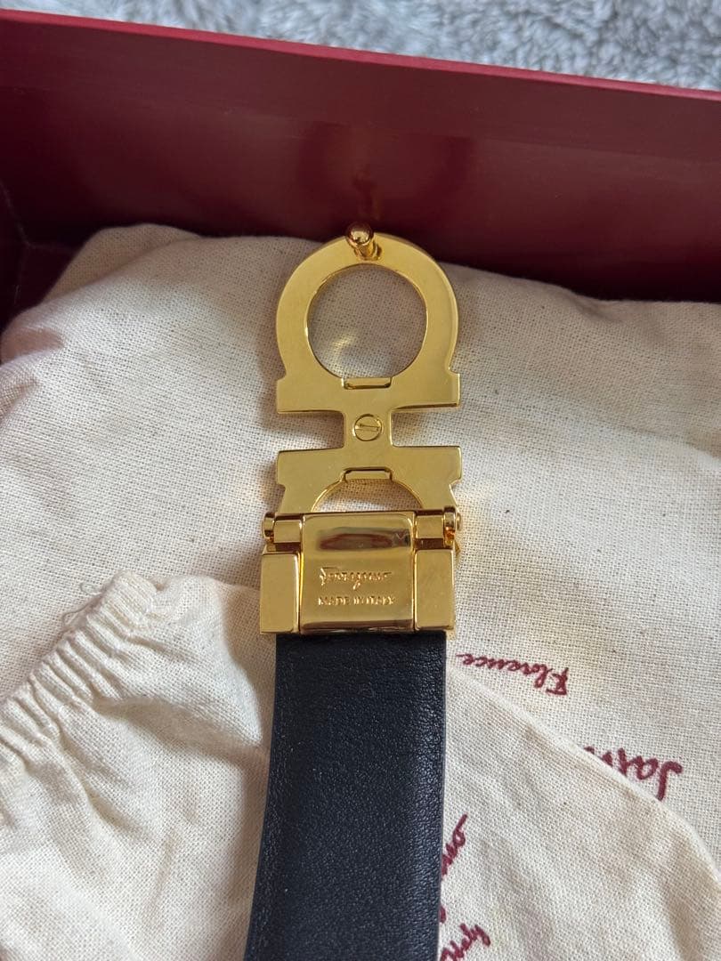 Salvatore Ferragamo 青　レザーベルト フェラガモ