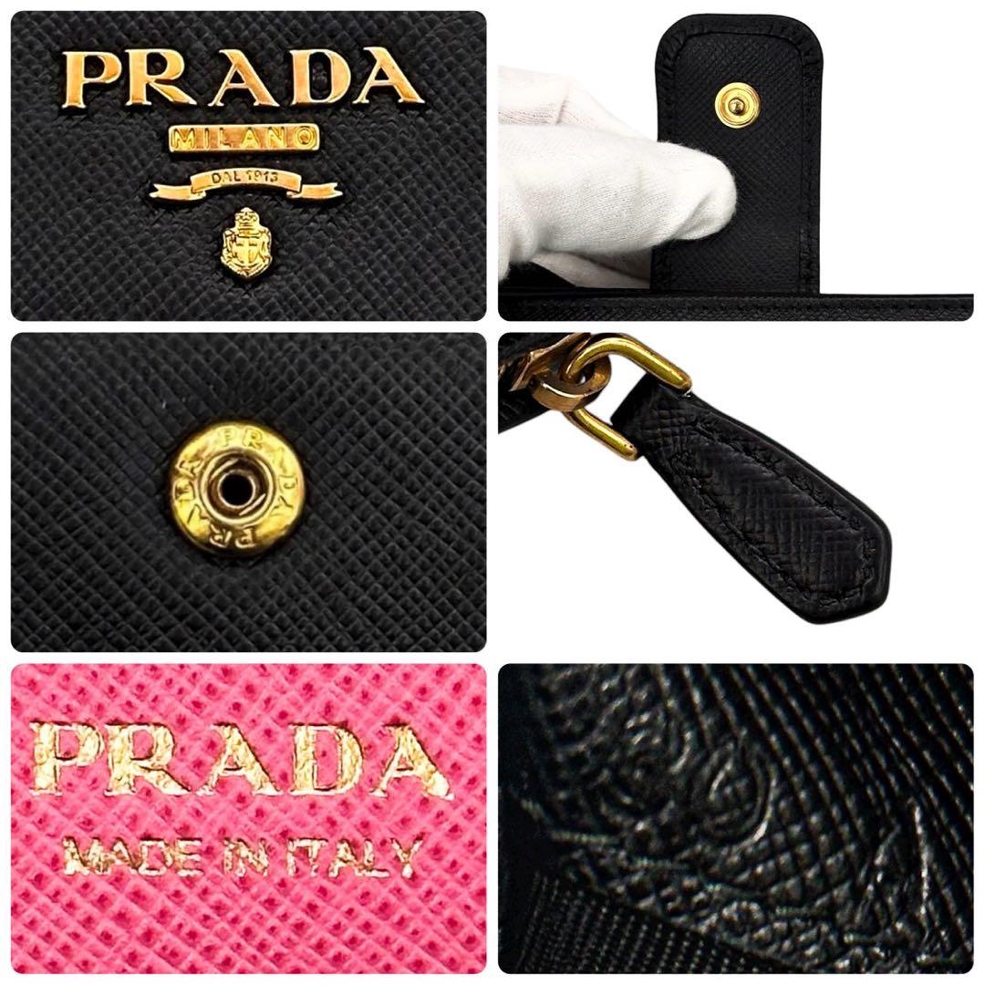 美品 プラダ サフィアーノ 二つ折り財布 小銭入れ  カード コンパクト