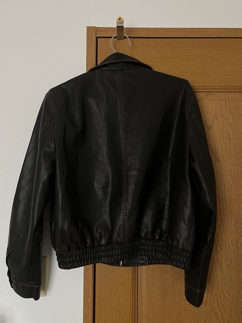【人気】［nokcha］minimal fake leather jacket