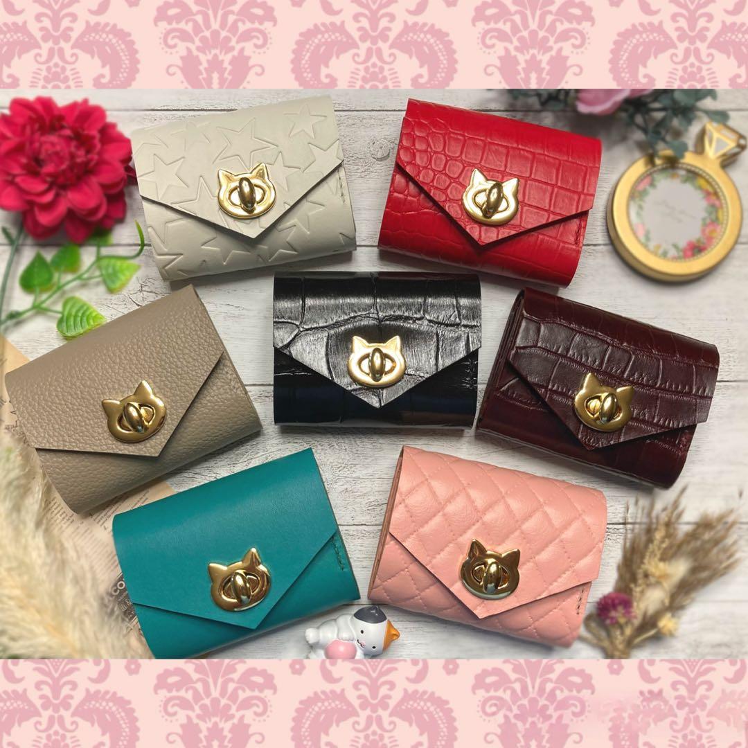 ❤【新作♪】【猫×メロン♪】お洒落可愛い猫モチーフのコンパクトミニ財布♪メロン柄