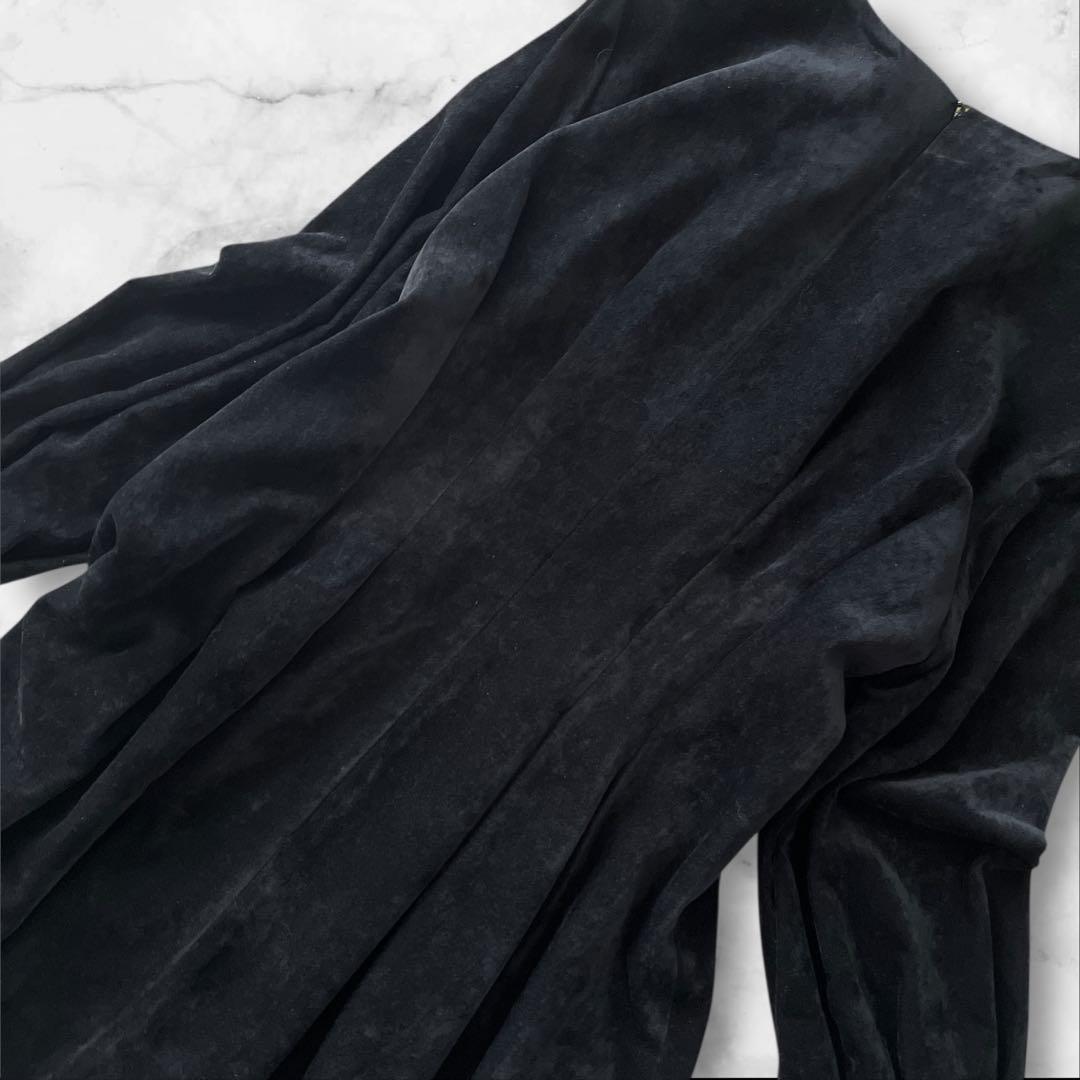 ルルウィルビー　ブライトコールタックワンピース　ブラックフォーマル　マキシ丈