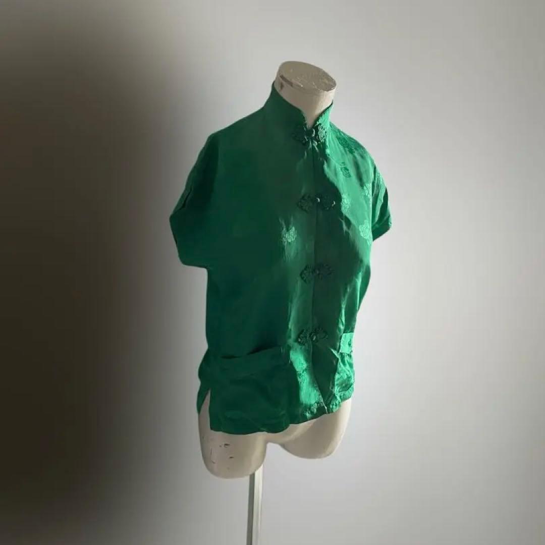 .ヴィンテージ 80s USA レーヨン チャイナシャツ ブラウス ビンテージ