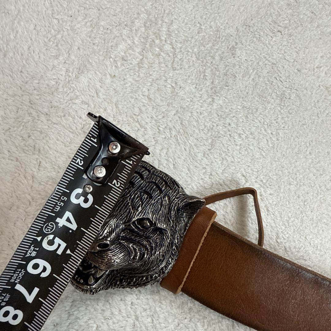 GUCCIグッチ　タイガーヘッドバックル　レザーベルト　ウエスト約75〜85cm