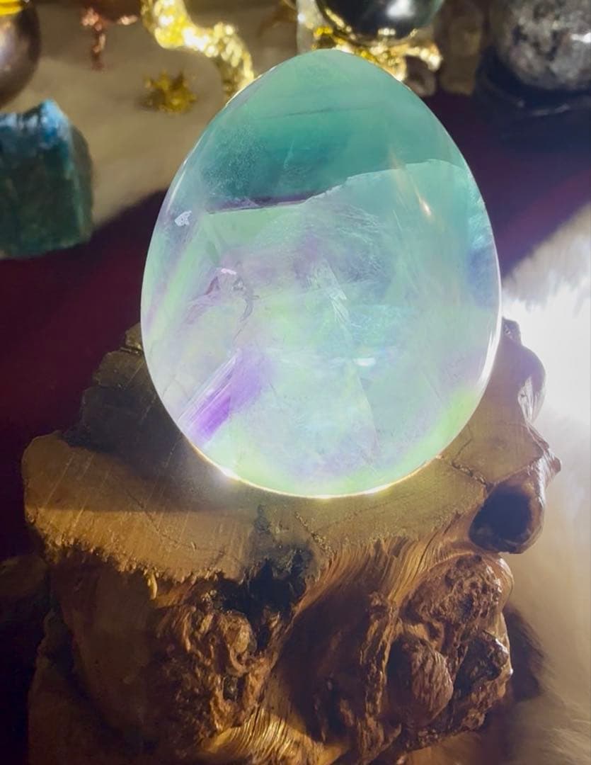 フローライトたまご/流木型ライト台座付 Select by Amulet天然石