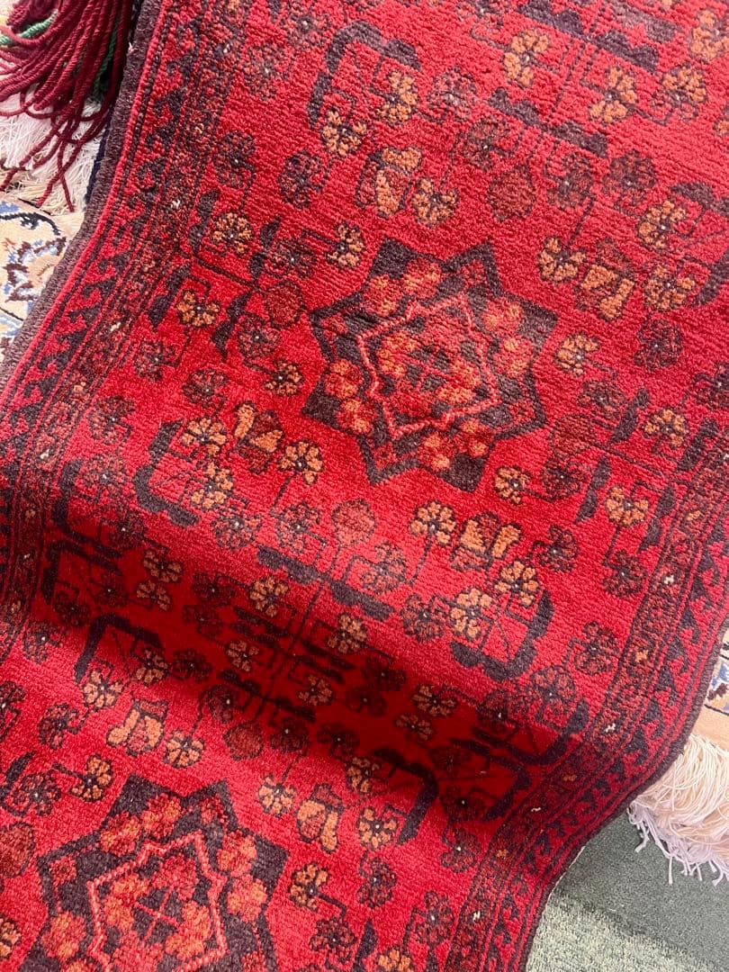 トルクメン アフガニスタン レッド ラグ/サイズ: 52x160cm... k5