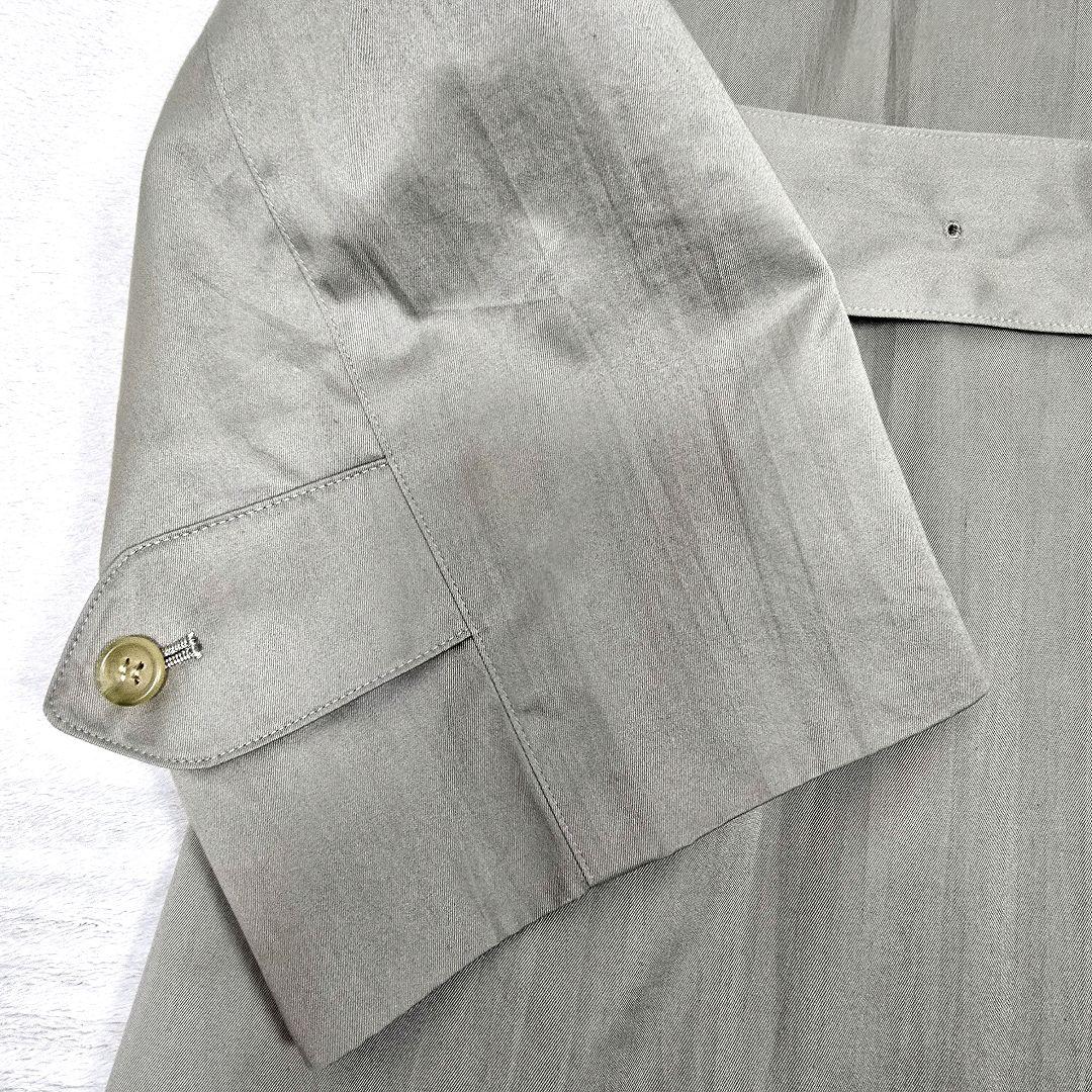 バーバリー ステンカラーコート ノバチェック ロングコート カーキ ベルト XL