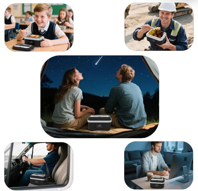 【新品】ポータブル電気加熱ランチボックス（1000ml大容量・充電対応）