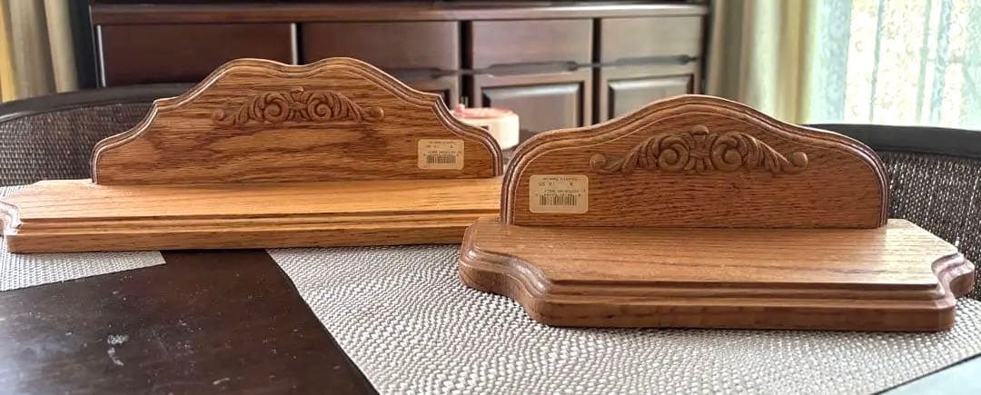 最終価格☆カントリー調 木彫り　木製ディスプレイスタンド 2個セット