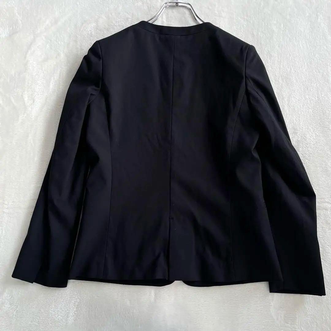 プラステ スーツ XS XXSノーカラー パンツ セットアップ ネイビー 麻混