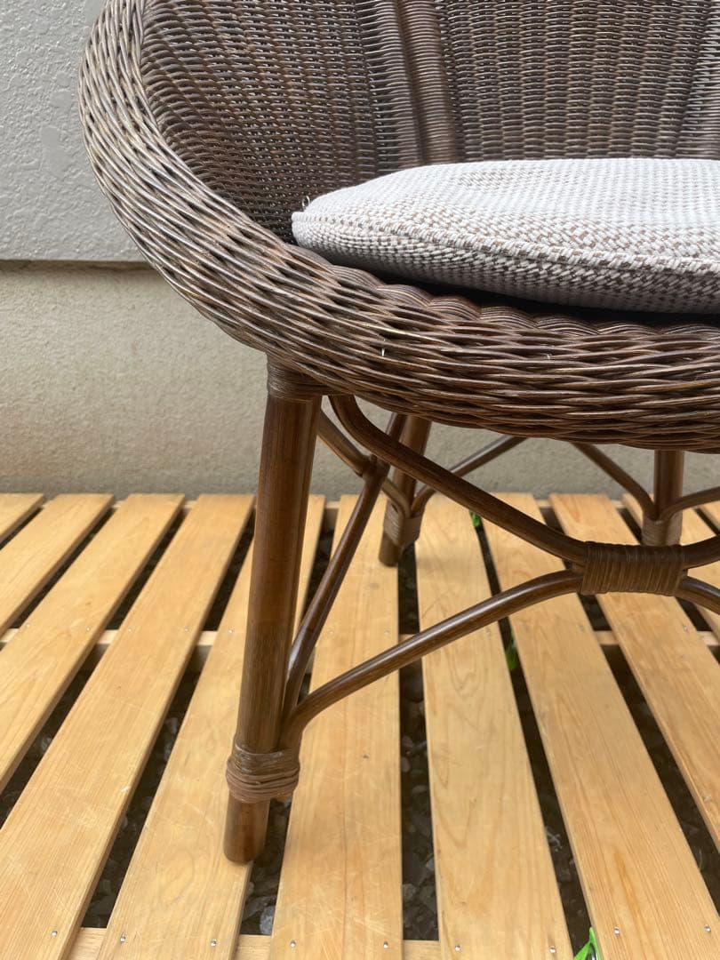 ②カザマ KAZAMA ラタン 丸型座椅子