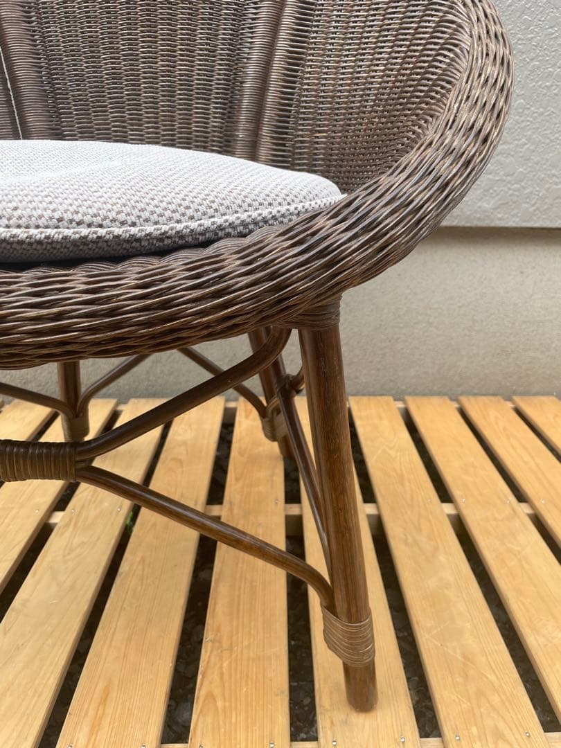 ②カザマ KAZAMA ラタン 丸型座椅子