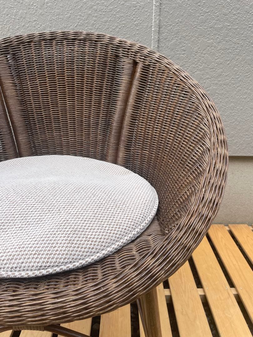 ②カザマ KAZAMA ラタン 丸型座椅子