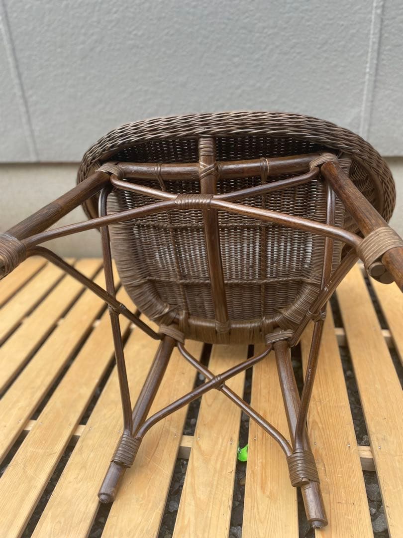 ②カザマ KAZAMA ラタン 丸型座椅子