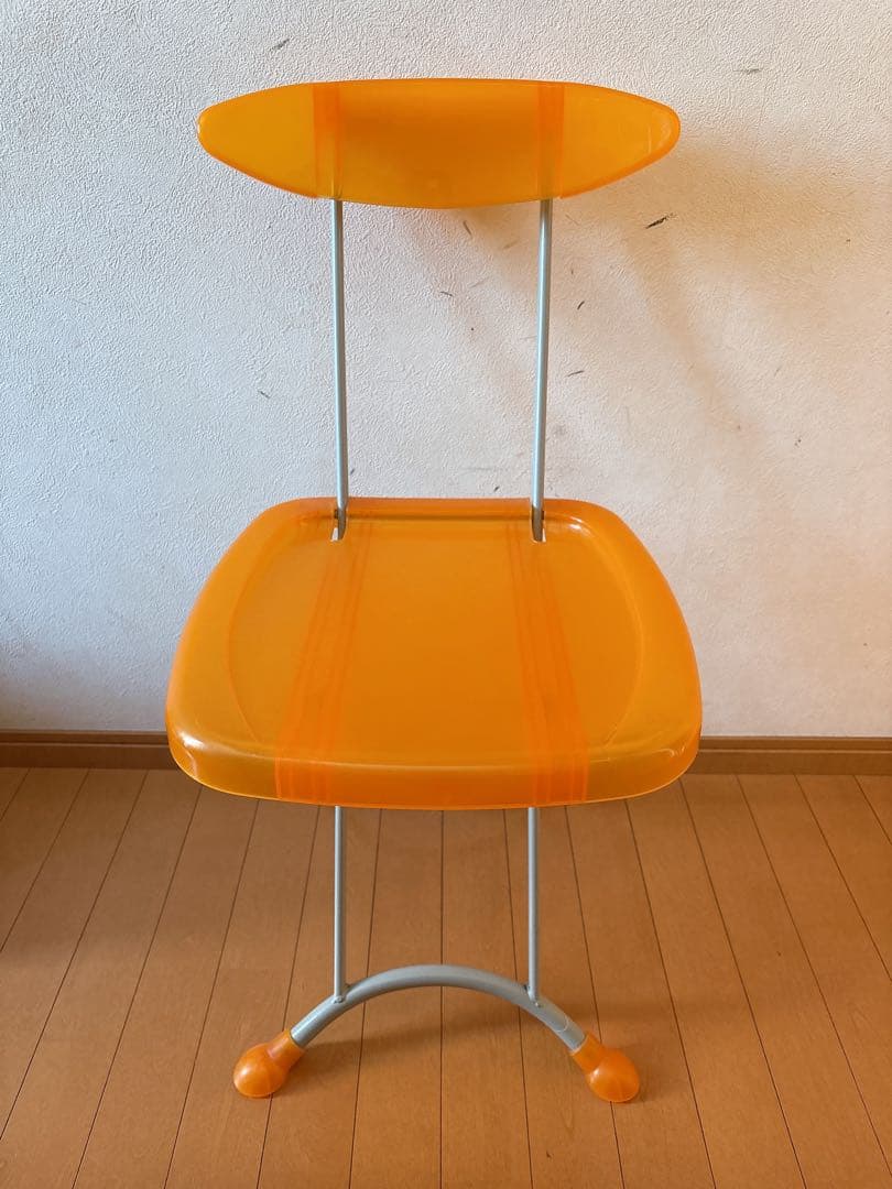 ポストモダン　2 フォールディング　折り畳みチェア クリア　オレンジ　椅子