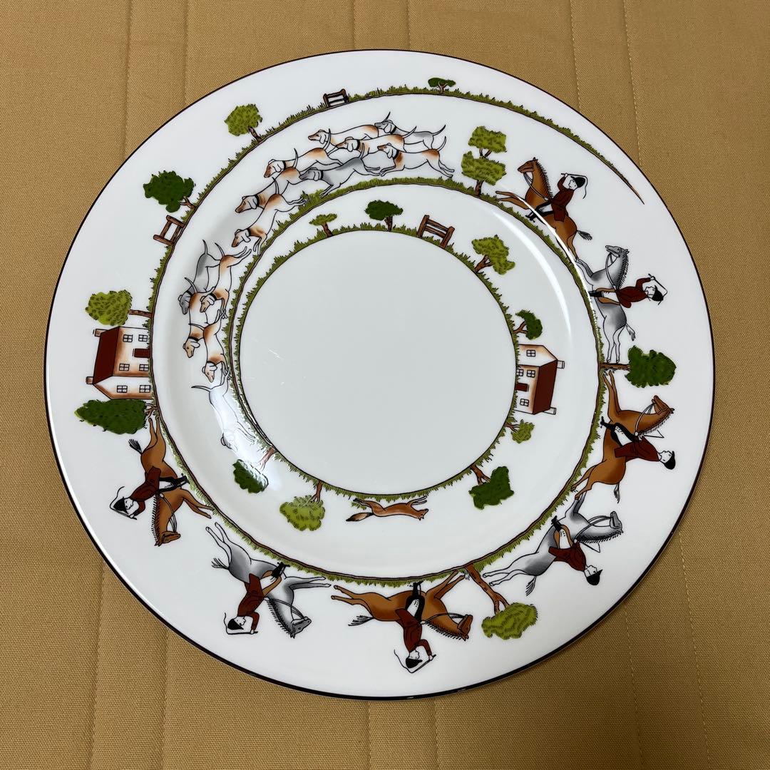 る*う様 美品‼︎WEDGEWOOD ハンティングシーン 大皿2枚組[廃盤希少]