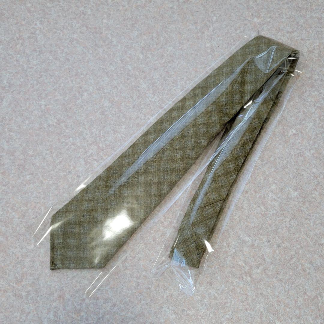 ★ほぼ未使用 タイユアタイ 秋冬ウール100% セッテピエゲ オリーブ ネクタイ