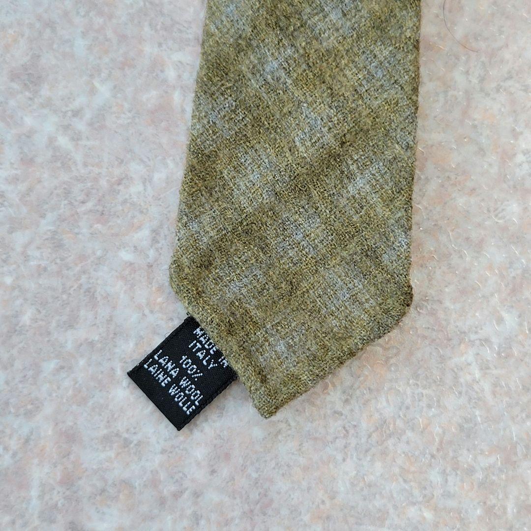 ★ほぼ未使用 タイユアタイ 秋冬ウール100% セッテピエゲ オリーブ ネクタイ