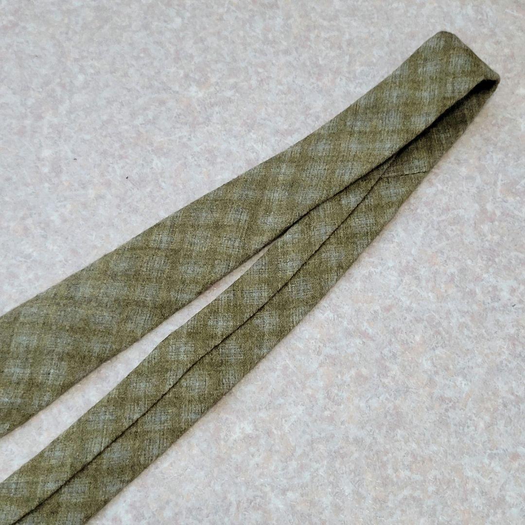 ★ほぼ未使用 タイユアタイ 秋冬ウール100% セッテピエゲ オリーブ ネクタイ