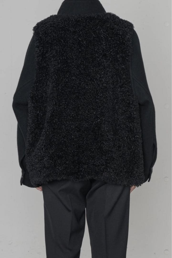 HYKE ダブルフェイス シアリング ダッフルジャケット ブラック サイズ1