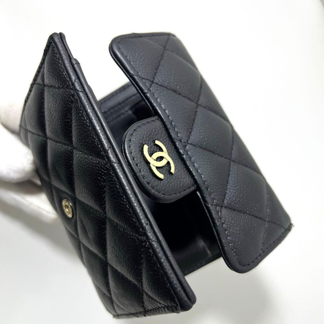 CHANEL キャビアスキン　マトラッセ　ゴールド金具　ケース　三つ折り