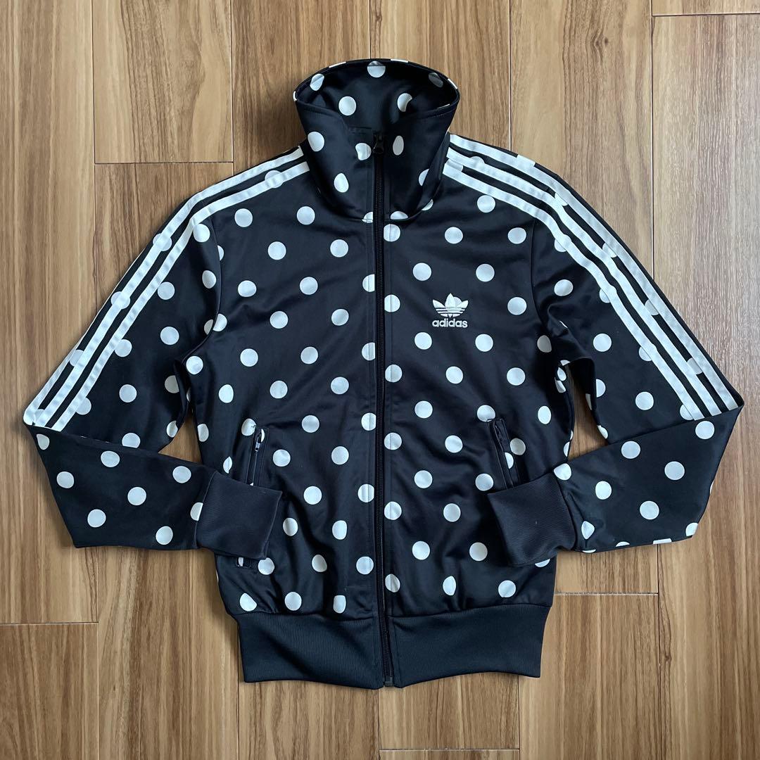 Mアディダスadidas黒ブラック水玉ドットトラックジャケットジャージ