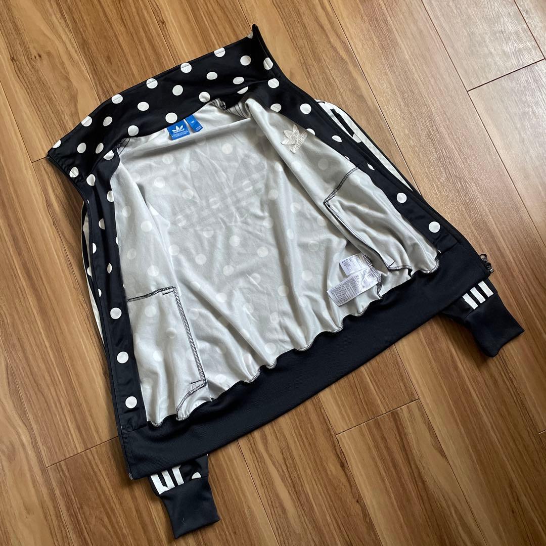 Mアディダスadidas黒ブラック水玉ドットトラックジャケットジャージ