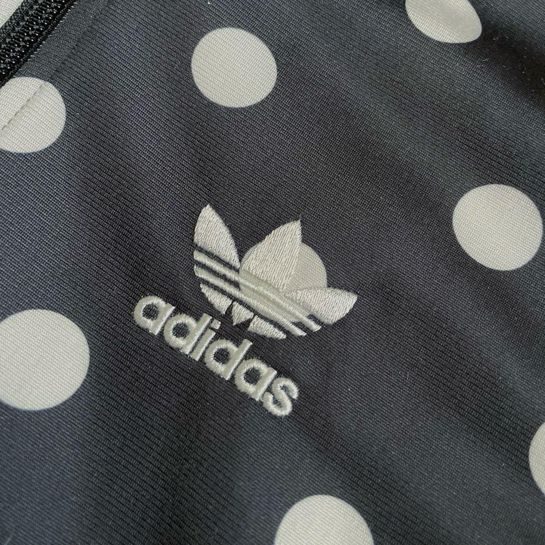 Mアディダスadidas黒ブラック水玉ドットトラックジャケットジャージ