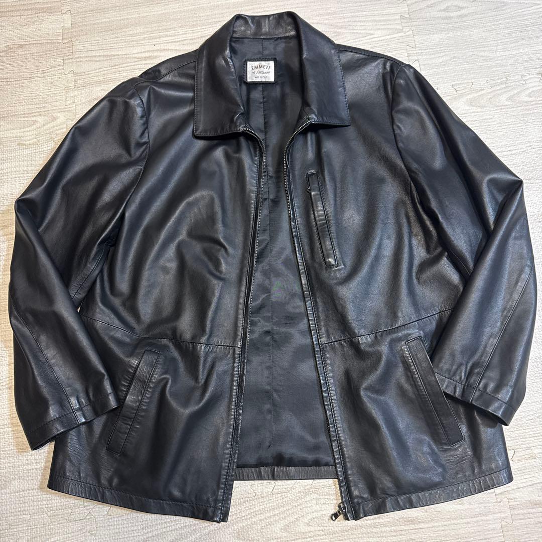 【美品】EMMETI ラムレザー ジャケット M オーバーサイズ 羊革 ブルゾン