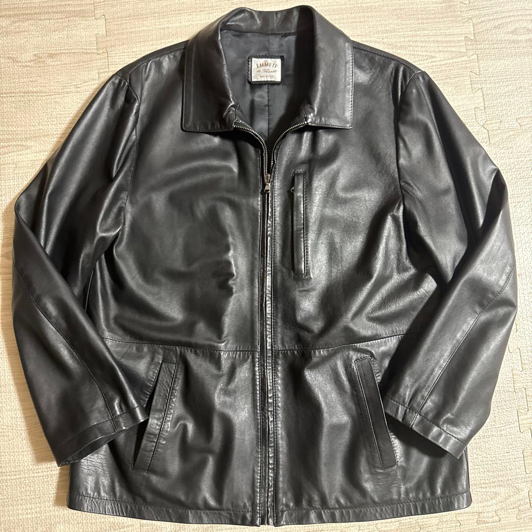 【美品】EMMETI ラムレザー ジャケット M オーバーサイズ 羊革 ブルゾン