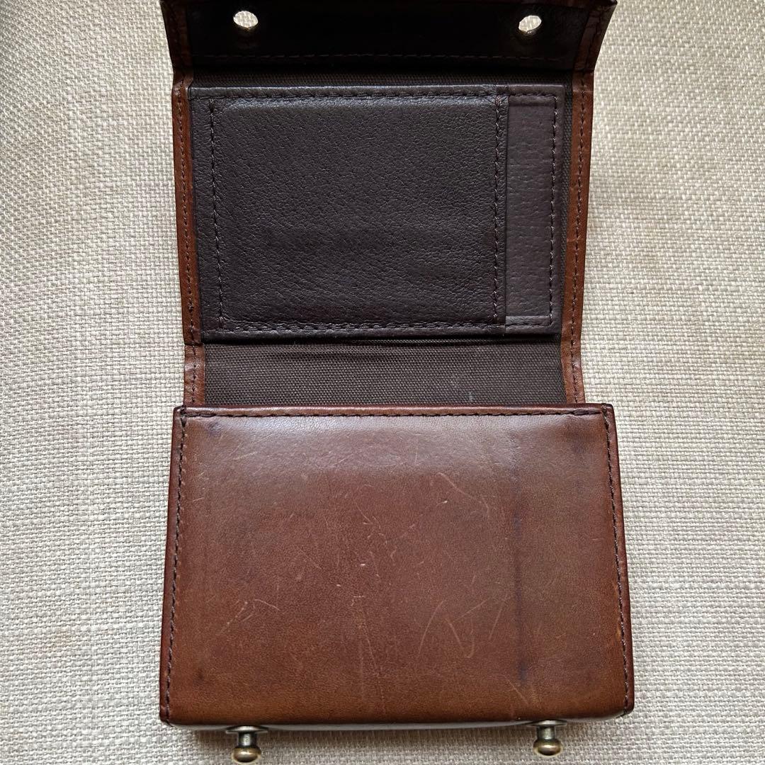 エムピウ　ミッレフォッリエ　P25 ブスケット　ダークブラウン　コンパクト財布
