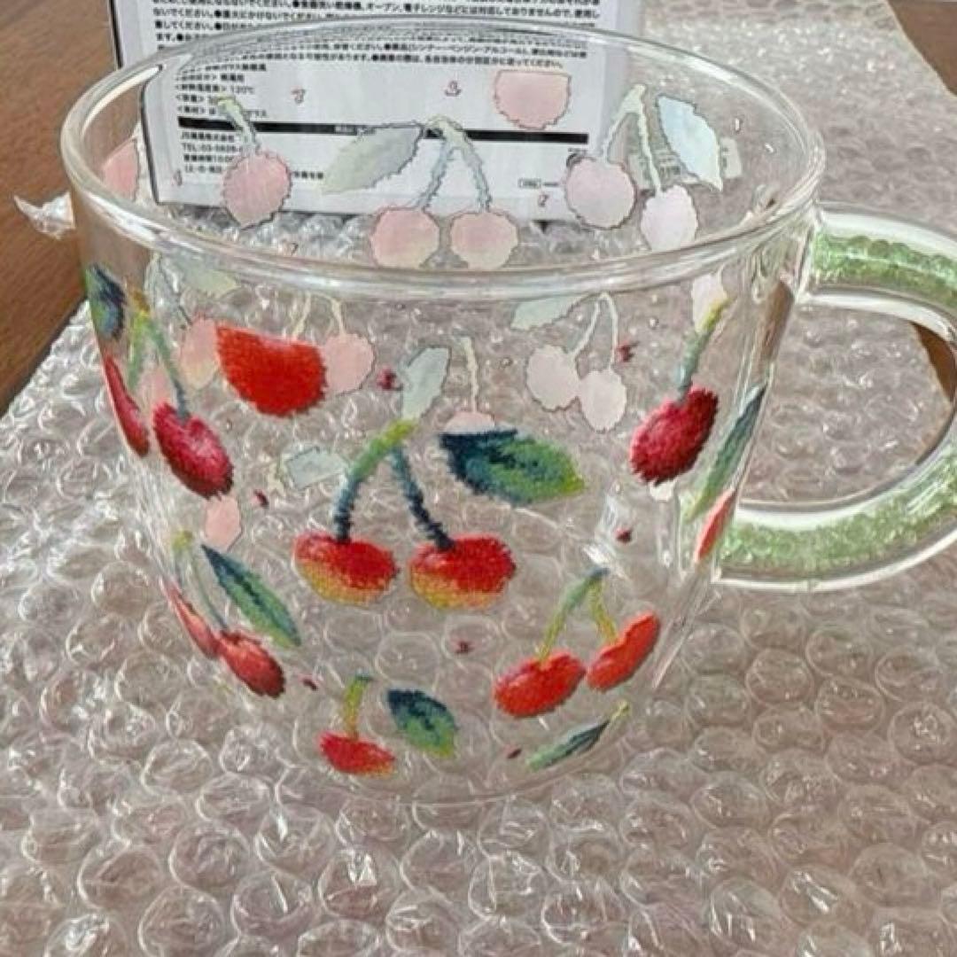 フェイラーハイジ　九谷焼3種セット　ガラス皿•カップ　チェリー柄マグカップ