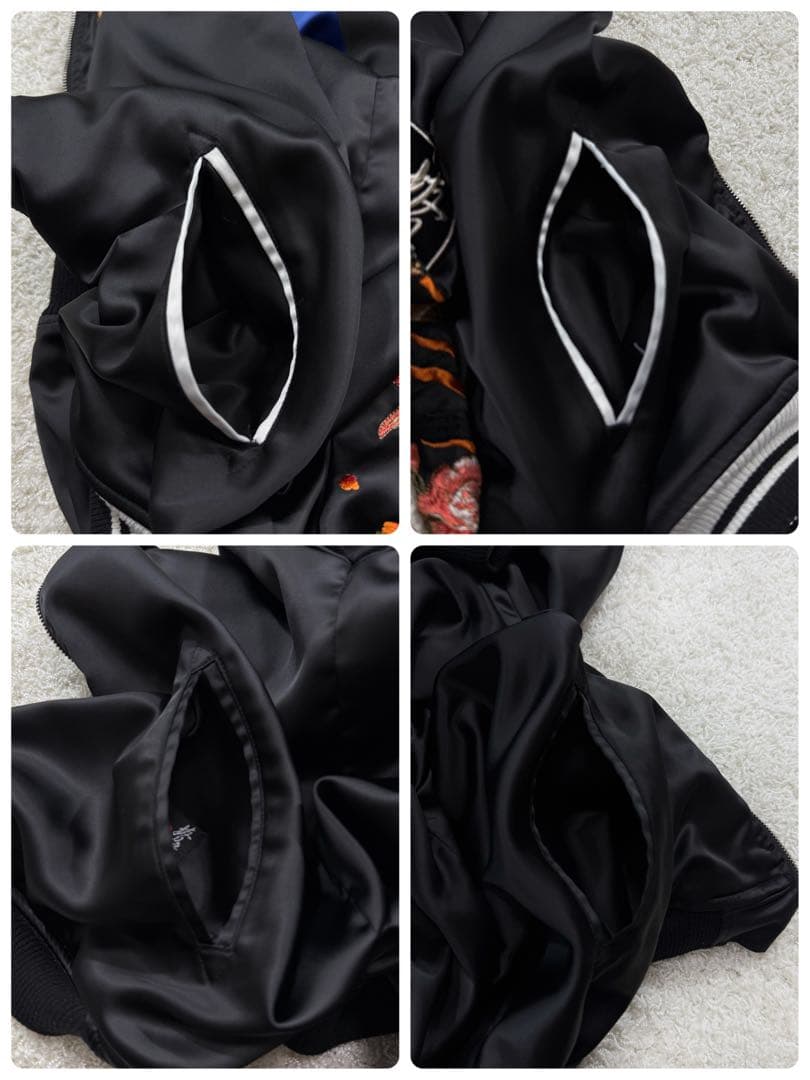 【希少 XXL】抜刀娘 絡繰魂 スカジャン リバーシブル 立体刺繍 和柄