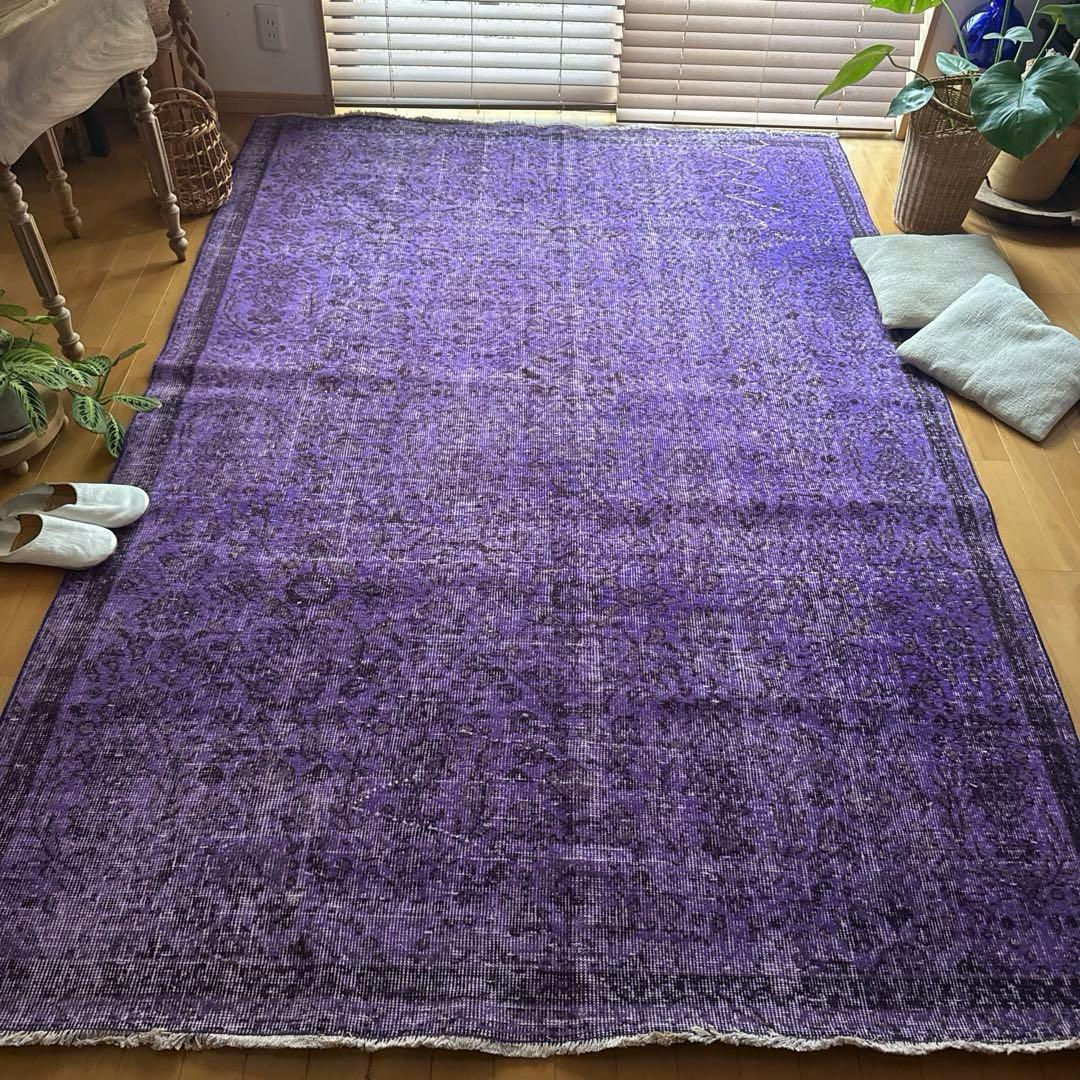 超大判167×253 パープルオーバーダイ　ボタニカル　トルコヴィンテージラグ