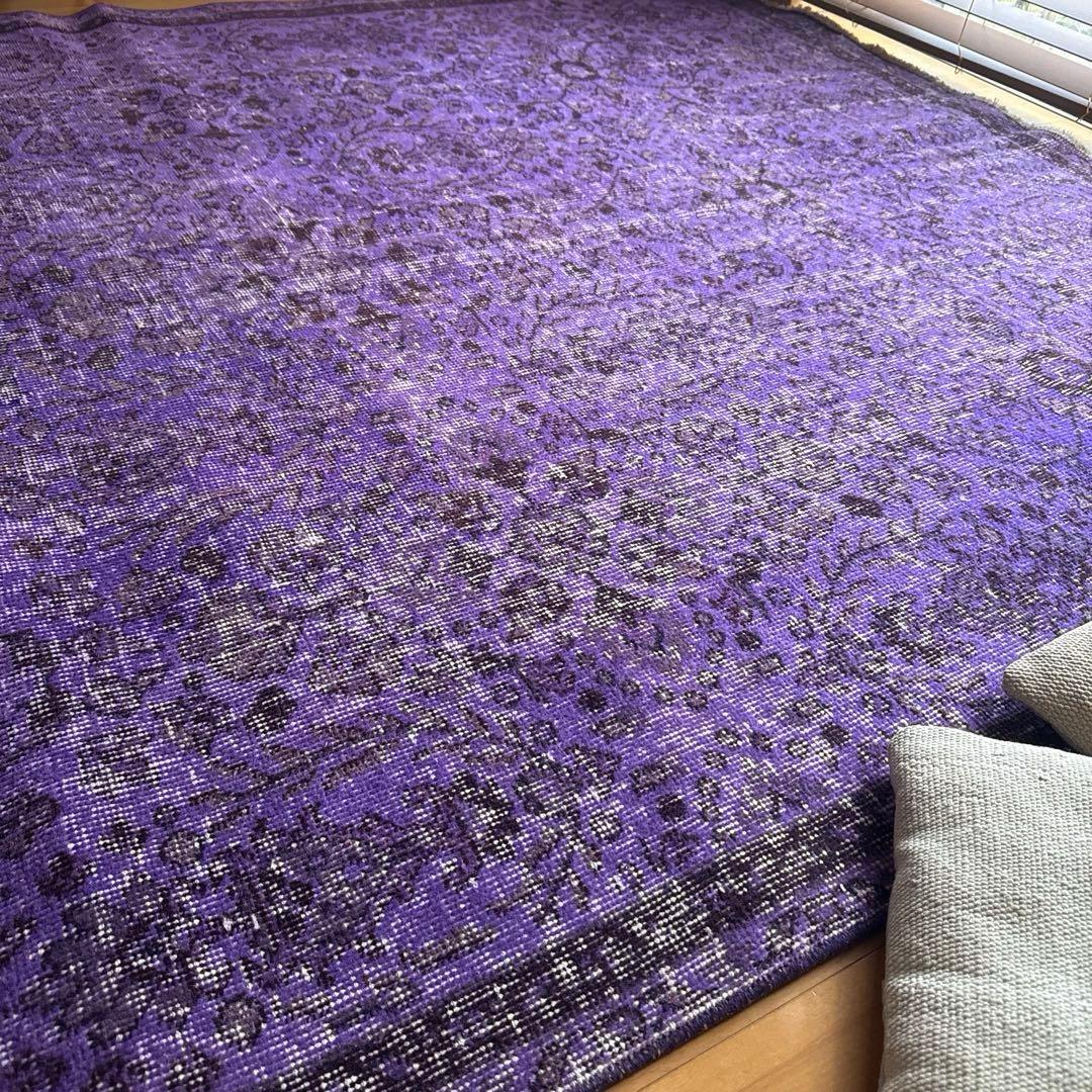 超大判167×253 パープルオーバーダイ　ボタニカル　トルコヴィンテージラグ