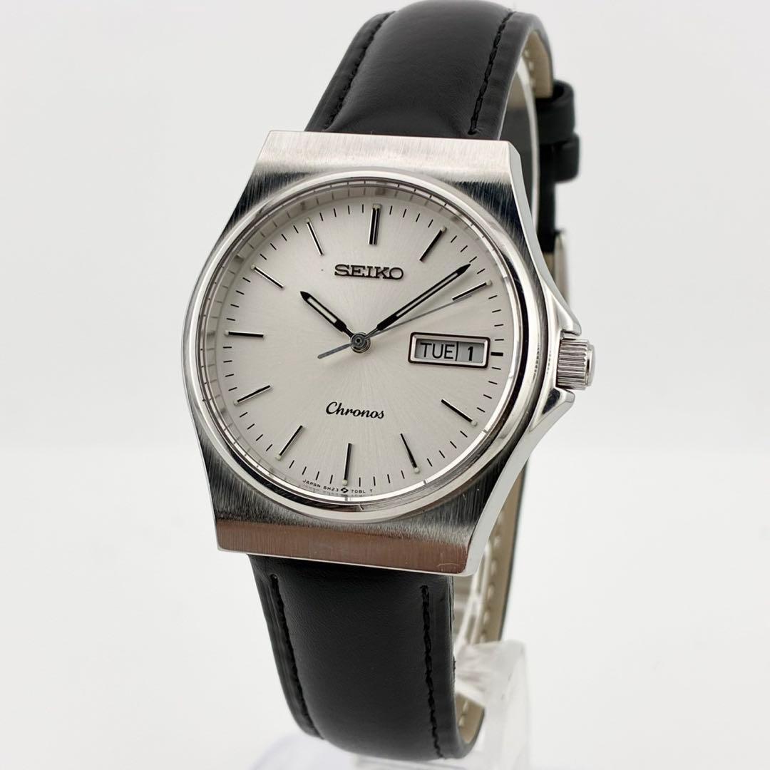 【電池交換済】SEIKO　CRONOS　腕時計　デイデイト　新品ベルト　クォーツ