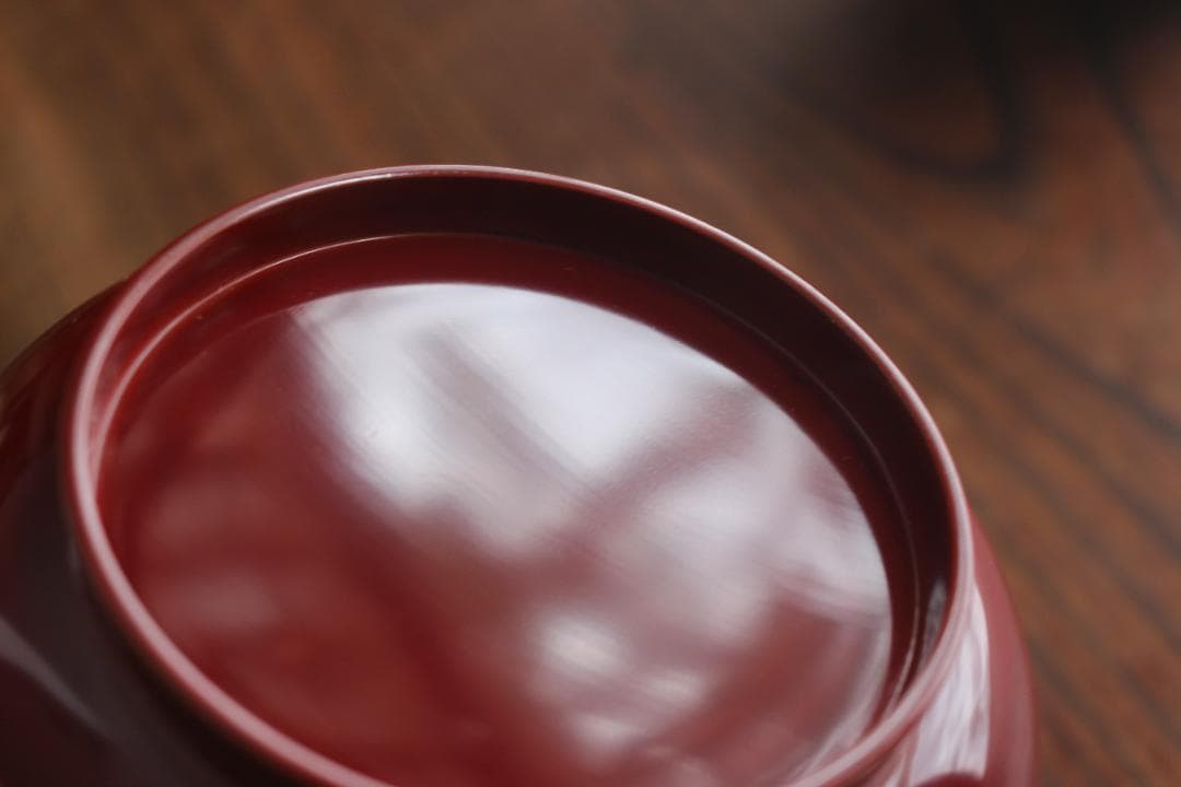 デッドストック！極上紅溜に優美な桐花蒔絵の映えるお椀2点（検輪島塗京塗煮物椀