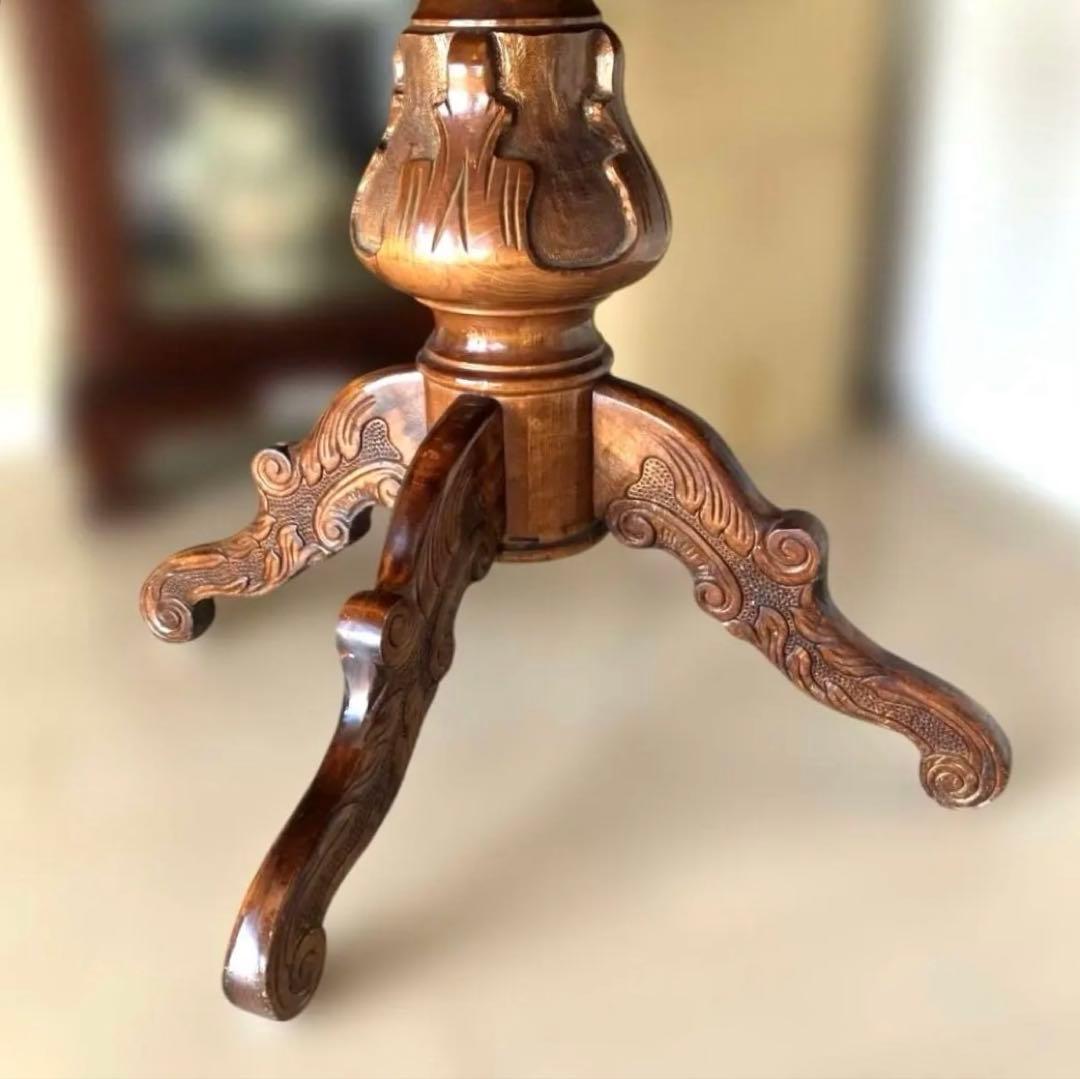 [地域限定送料無料] アンティークイタリア製象嵌猫脚ダイニングテーブル