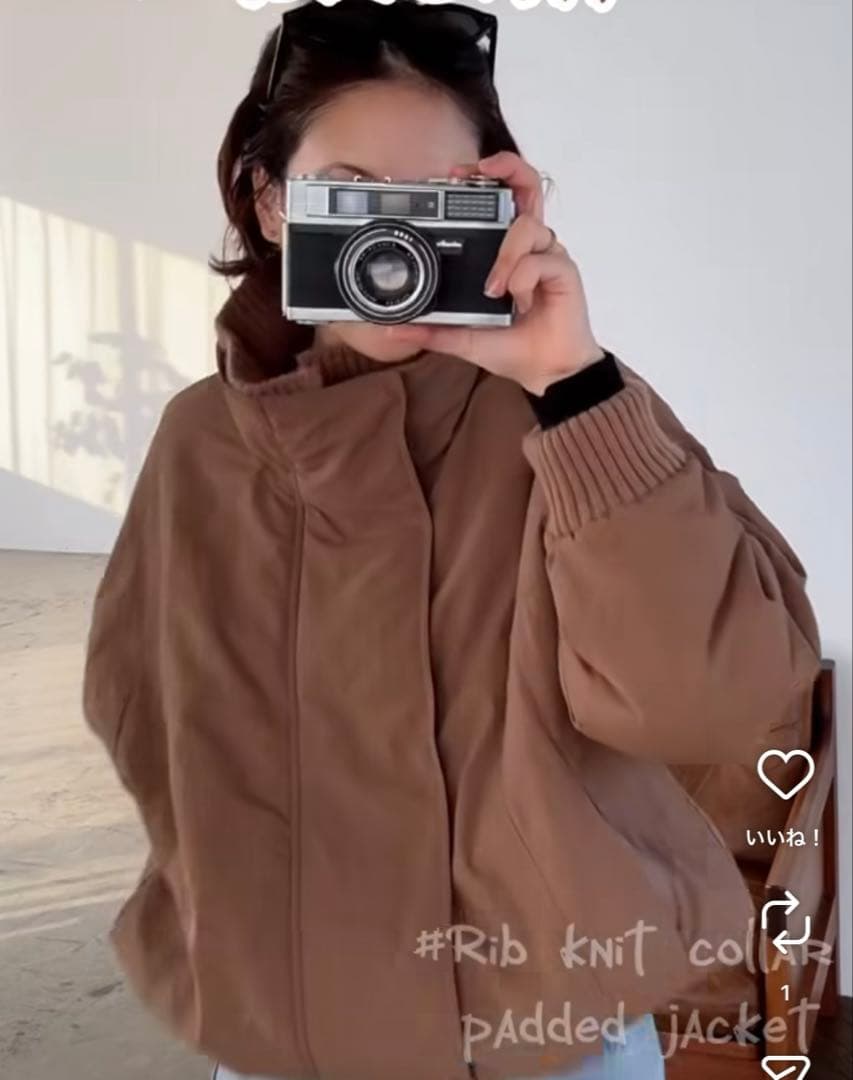 よ*い様 mizota yayoi x callautia リブニットカラー中綿