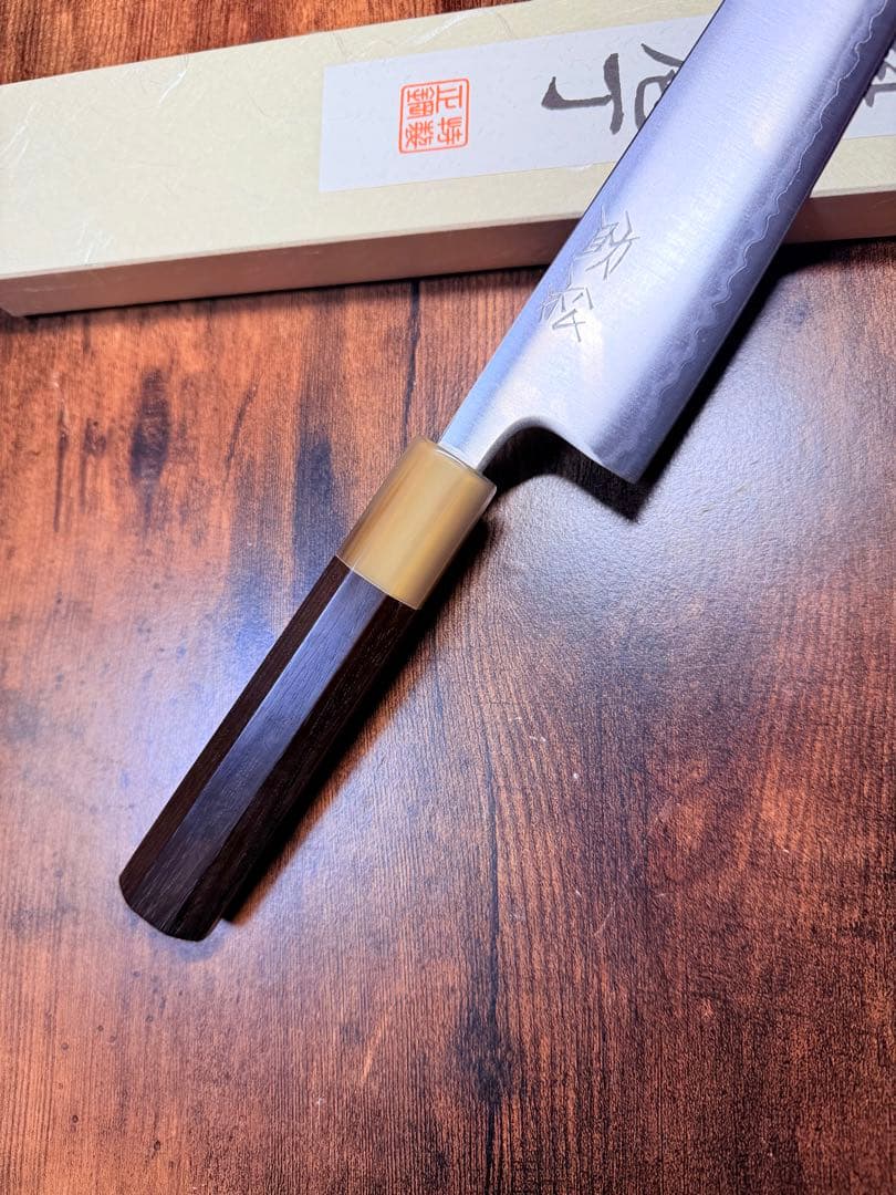 助松　文化　青紙スーパー鋼　包丁　紫檀白水牛八角柄