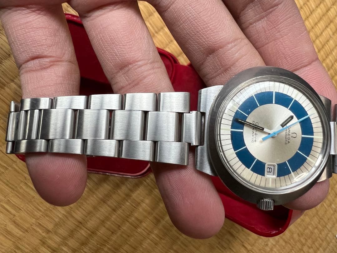 OMEGA 自動巻き時計 ブルー/シルバー