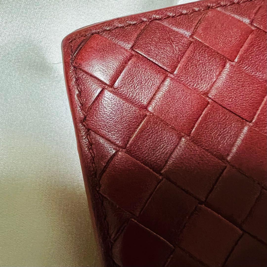 BOTTEGA VENETA イントレチャート マネークリップ財布 バーガンディ