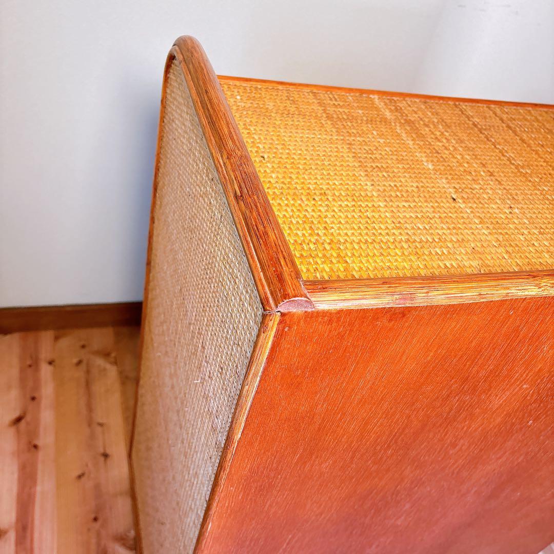 【良品】 カザマ Kazama ラタン 籐 チェスト 4段 キャスター付き