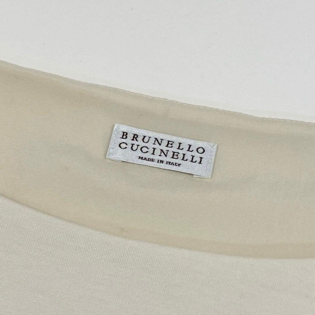 63i18 ブルネロクチネリ 半袖ワンピース ひざ丈 M メッシュ切替 u02t