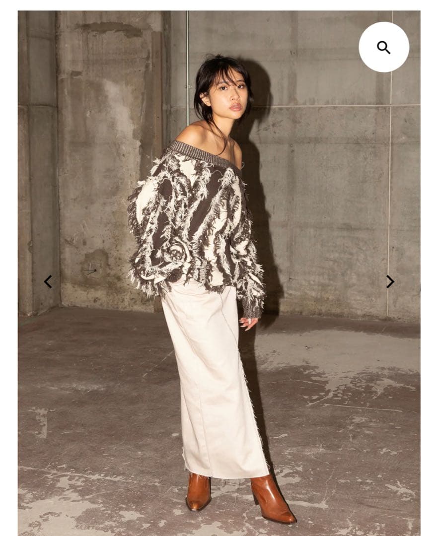 トップス JUEMI juemi Fringe Bi-color Over Knit