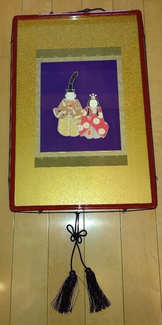 大きめ お雛様 壁掛け ガラスケース 額装 額縁 表具　おひなさま　ひな祭り