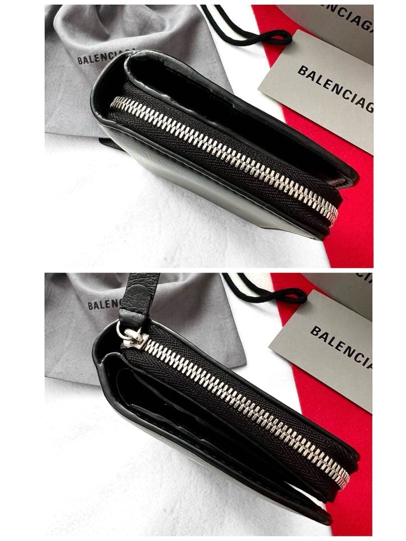 美品✨BALENCIAGAバレンシアガ財布　二つ折財布ファスナー490618 黒
