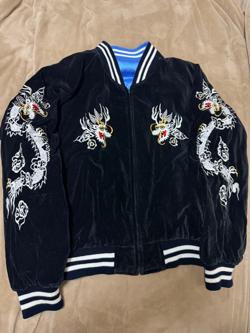 ２面用 Jungle storm 別珍 虎 龍 日本 スカジャン vintage